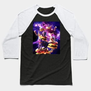 Galaxy Laser Cat On Burger - Space Cheeseburger Cats Baseball T-Shirt